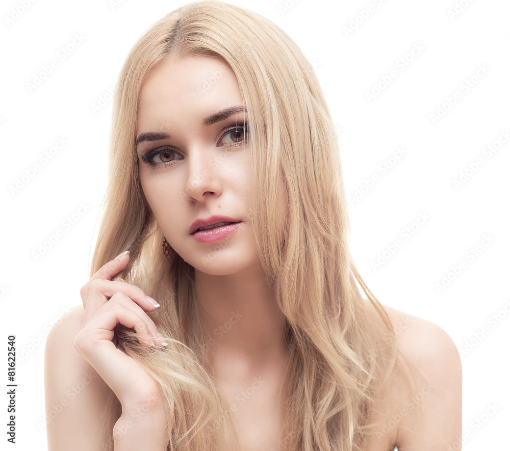 Front portrait of the woman with beauty face Front portrait of the woman with beauty face