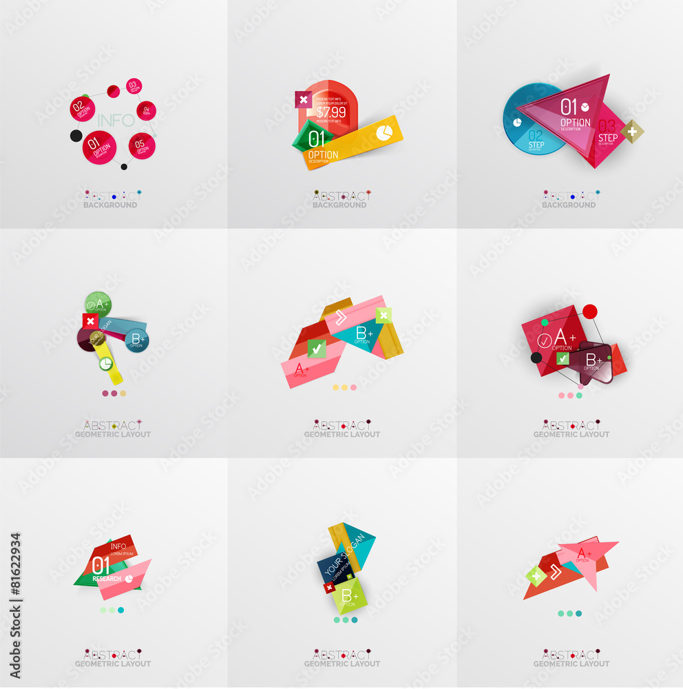 Fototapeta premium Set of paper graphic layouts