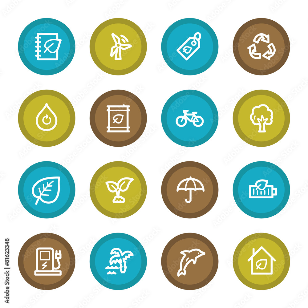 Green ecology web icons set Green ecology web icons set