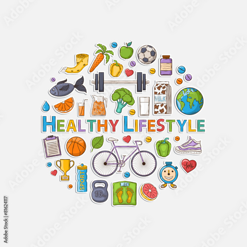 Healthy lifestyle sticker circle