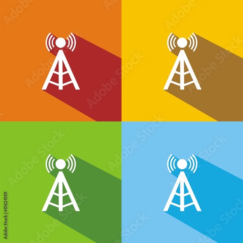 Iconos antena torre colores sombra