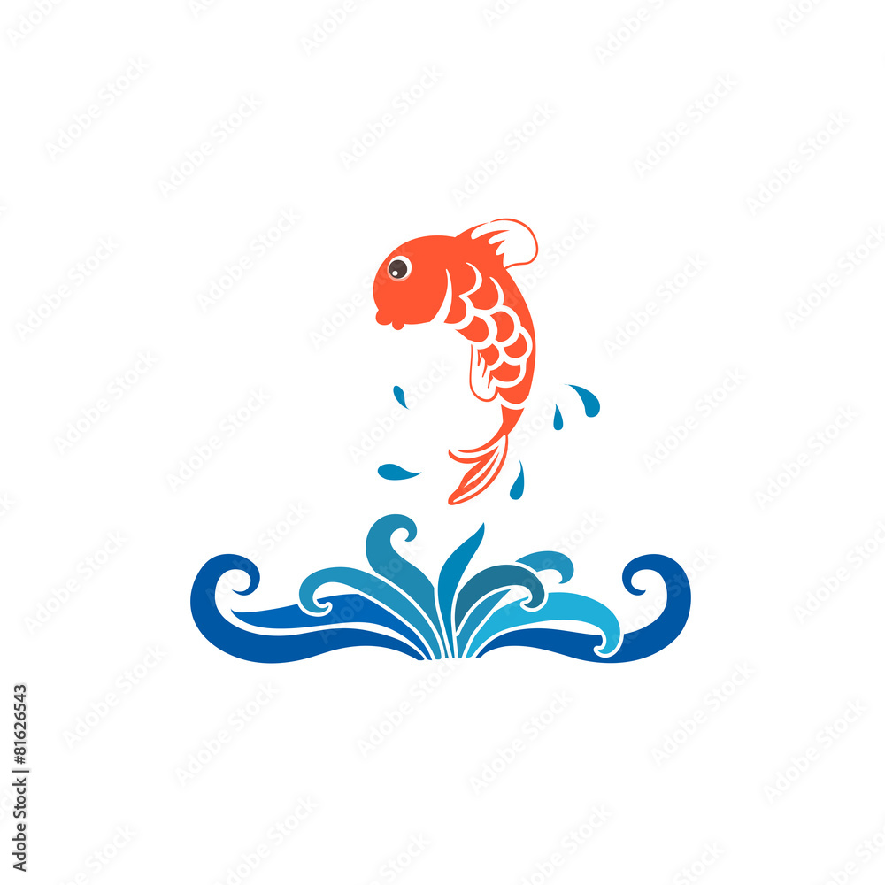 Vector fish jumping out of water Stock Vector | Adobe Stock
