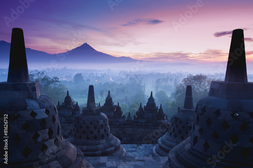 Borobudur Temple is sunrise, Yogyakarta, Java,