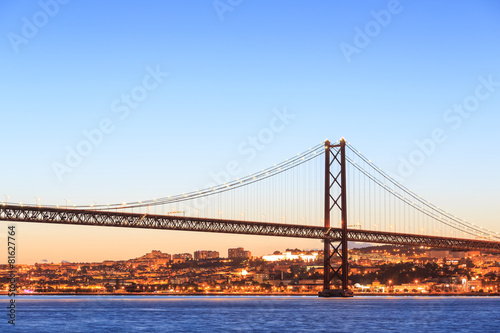 Lisbon cityscape and the 25 de Abril Bridge