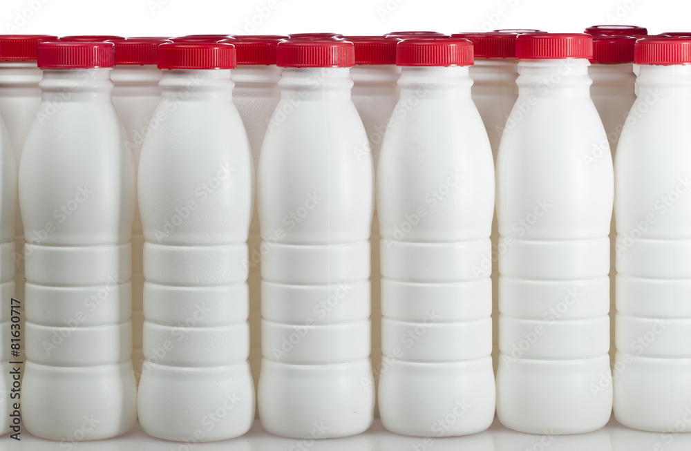 dairy products bottles with bright covers