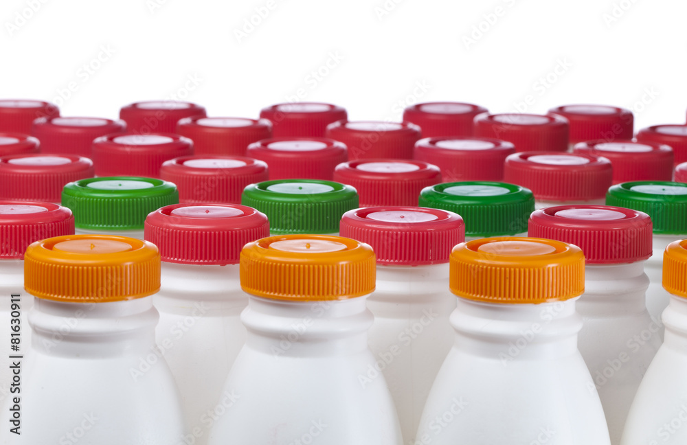 dairy products bottles with bright covers dairy products bottles with bright covers