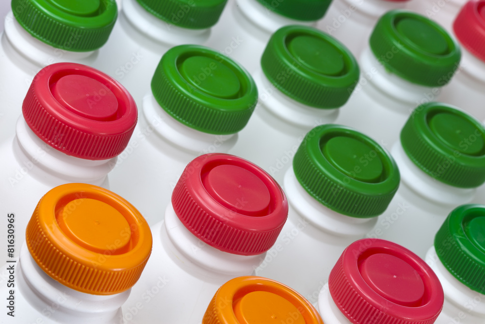 dairy products bottles with bright covers dairy products bottles with bright covers