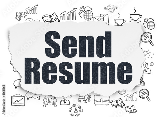 Finance concept: Send Resume on Torn Paper background