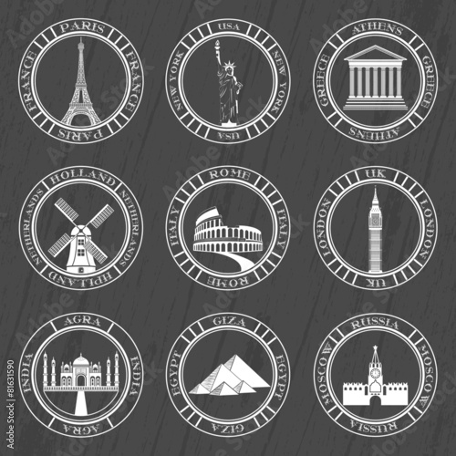 Set of Vector Icons. Travel and Sightseeing.