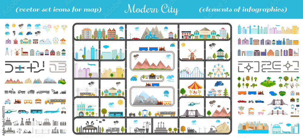 Elements of Modern City - Stock Vector