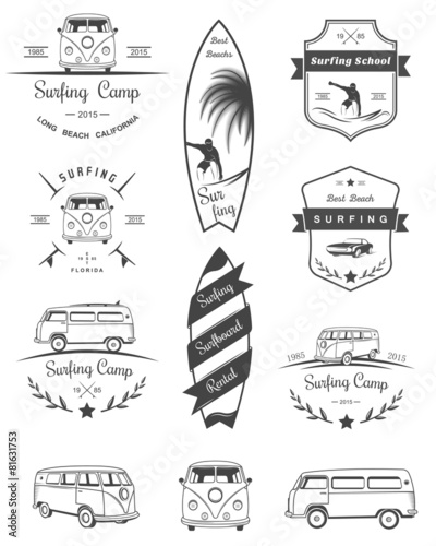 Photography Vector Badges and Logos Surfing