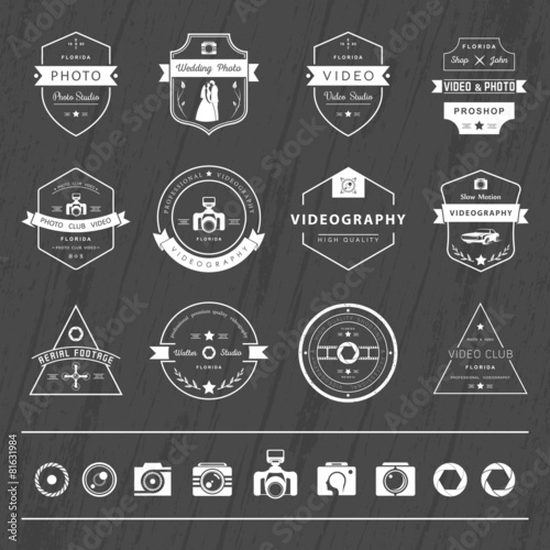 Vector set of badges Photography and Videography