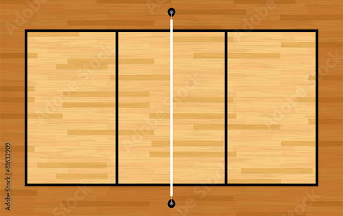 Aerial View of Hardwood Volleyball Court Illustration
