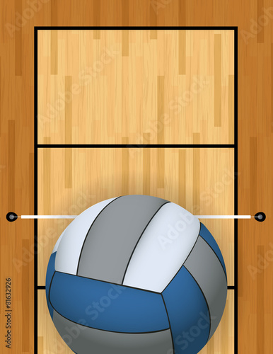 Vertical Volleyball and Volleyball Court Background Illustration