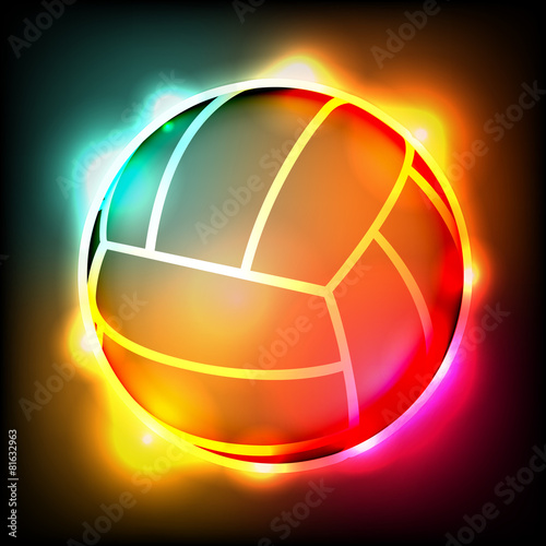 Glowing Colorful Volleyball Illustration