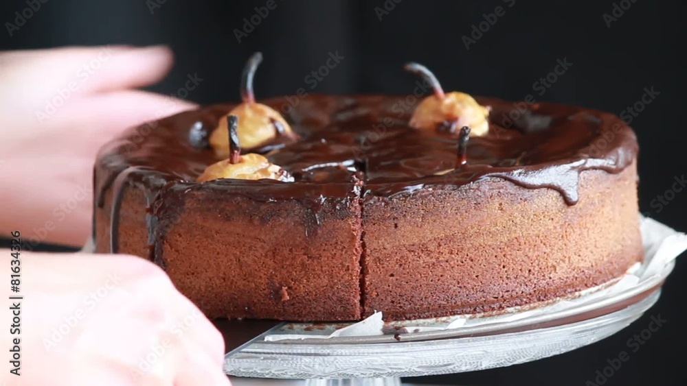 chocolate cake with pears