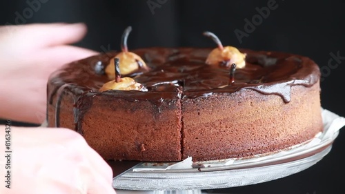 chocolate cake with pears