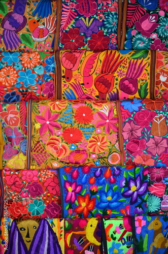 Mexico, Merida - March 26th, 2014: "Oaxaca in Merida" - Food and Handcrafts Event. Traditional handmade mexican fabric