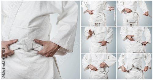 Aikidoka belt tying step by step pictures photo