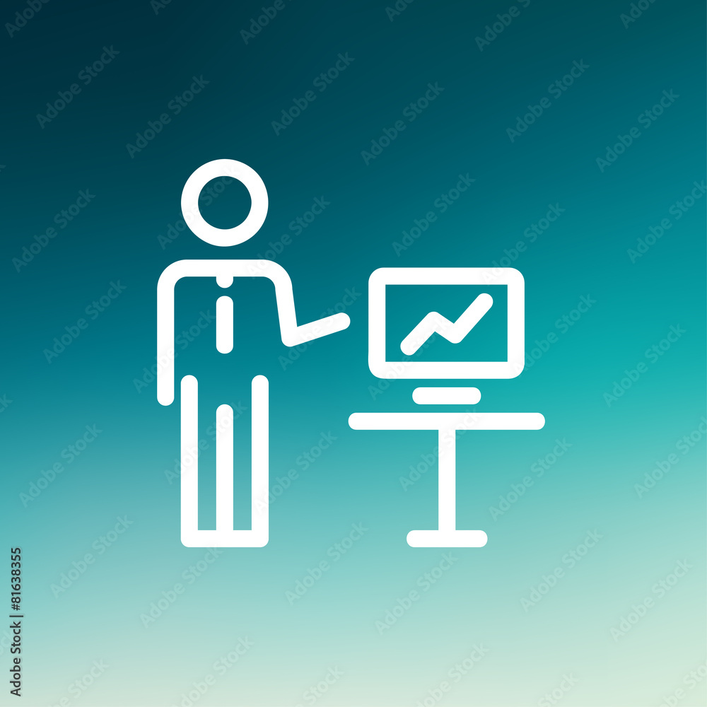 Businessman presentation thin line icon Businessman presentation thin line icon