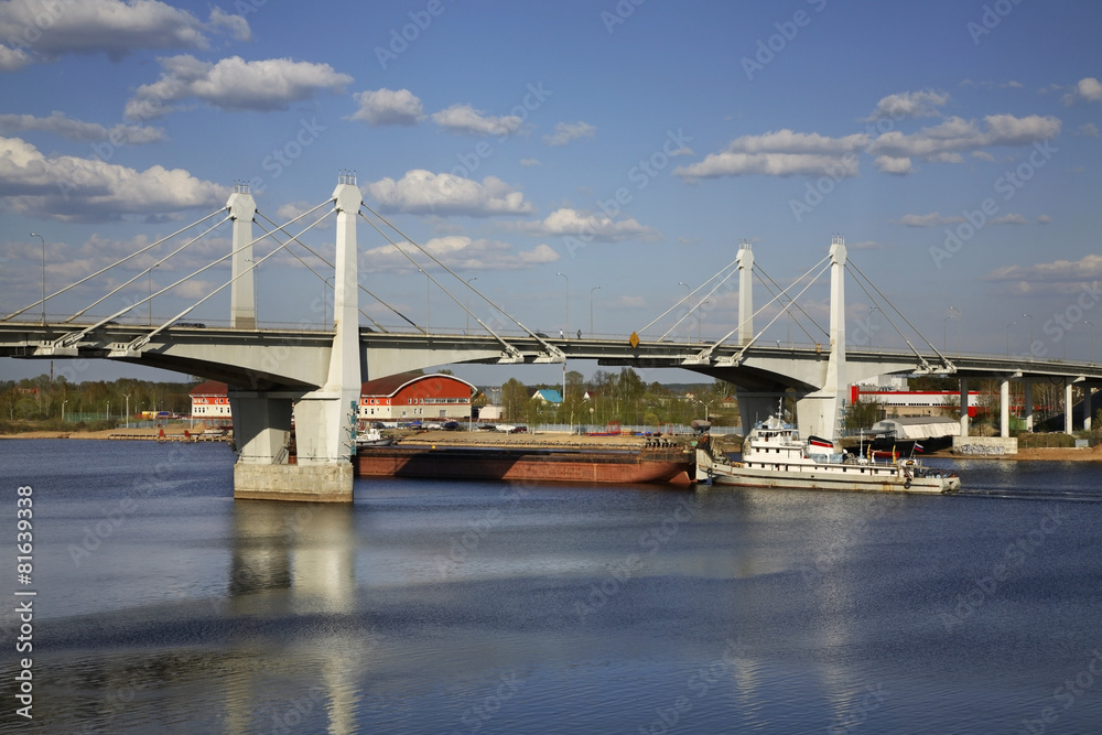 Bridge over the Volga river in Kimry. Tver Oblast. Russia
