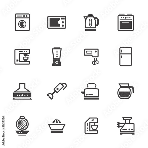 Kitchen equipment icons set