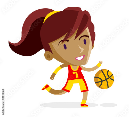 una mujer jugando al basketball