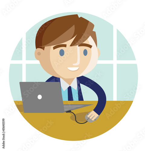 un trabajador en la oficina con su computadora