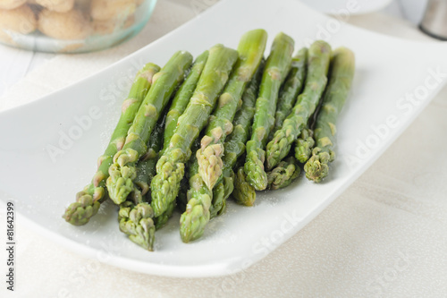 closeup of fresh cooked asparagus
