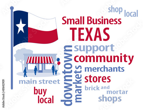 Texas Flag, shop small business stores, Main Street, word art