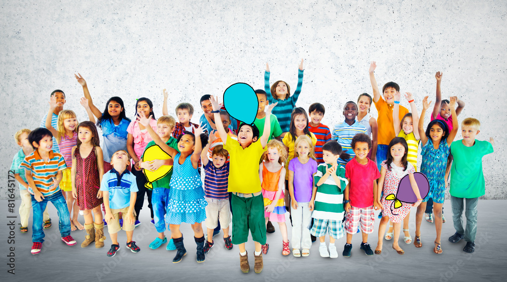 Obraz premium Multiethnic Children Smiling Happiness Friendship Concept