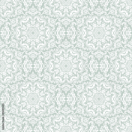 Damask Seamless  Pattern. Orient Background. Blue and White