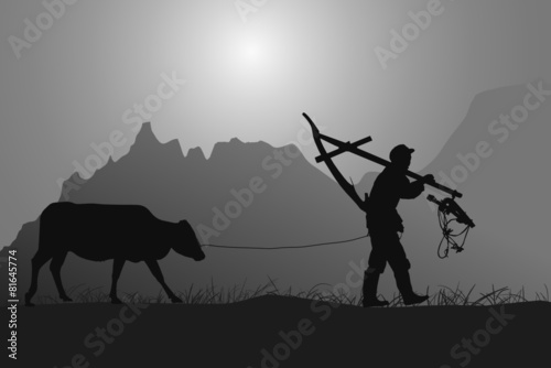 Traditional Chinese farmer illustration