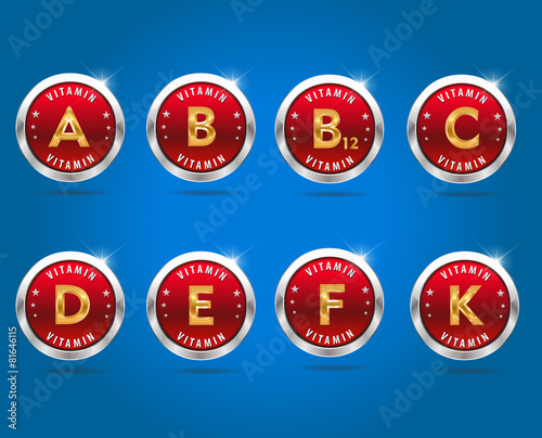 Vector colorful set of vitamins badges for your infographic