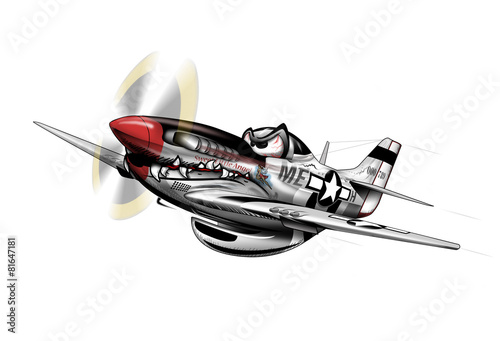 фотографія P-51 Mustang WWII Airplane Cartoon