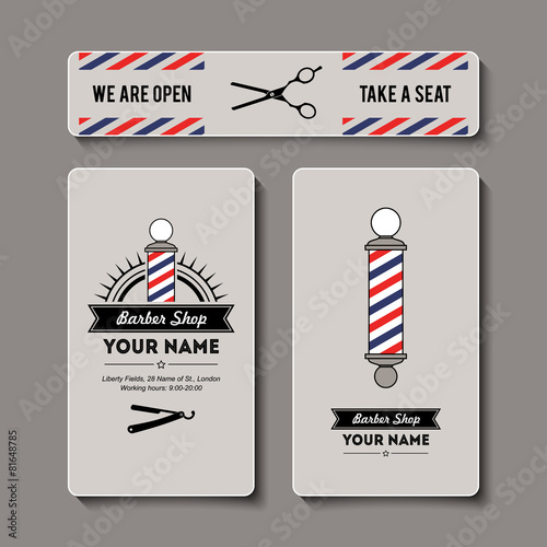 Hair salon barber shop business card template set