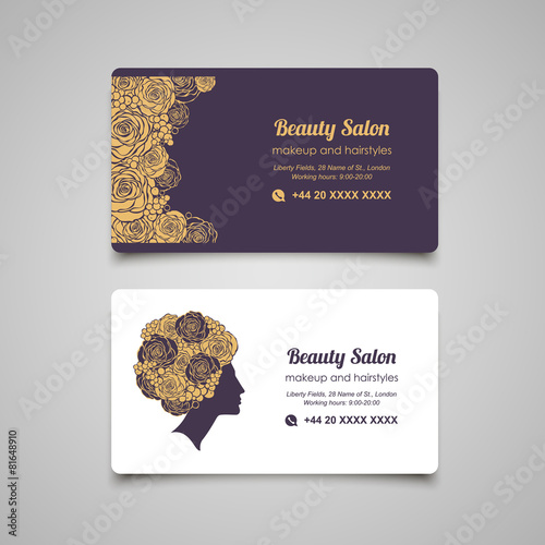 Beauty Salon luxury business card design template with beautiful