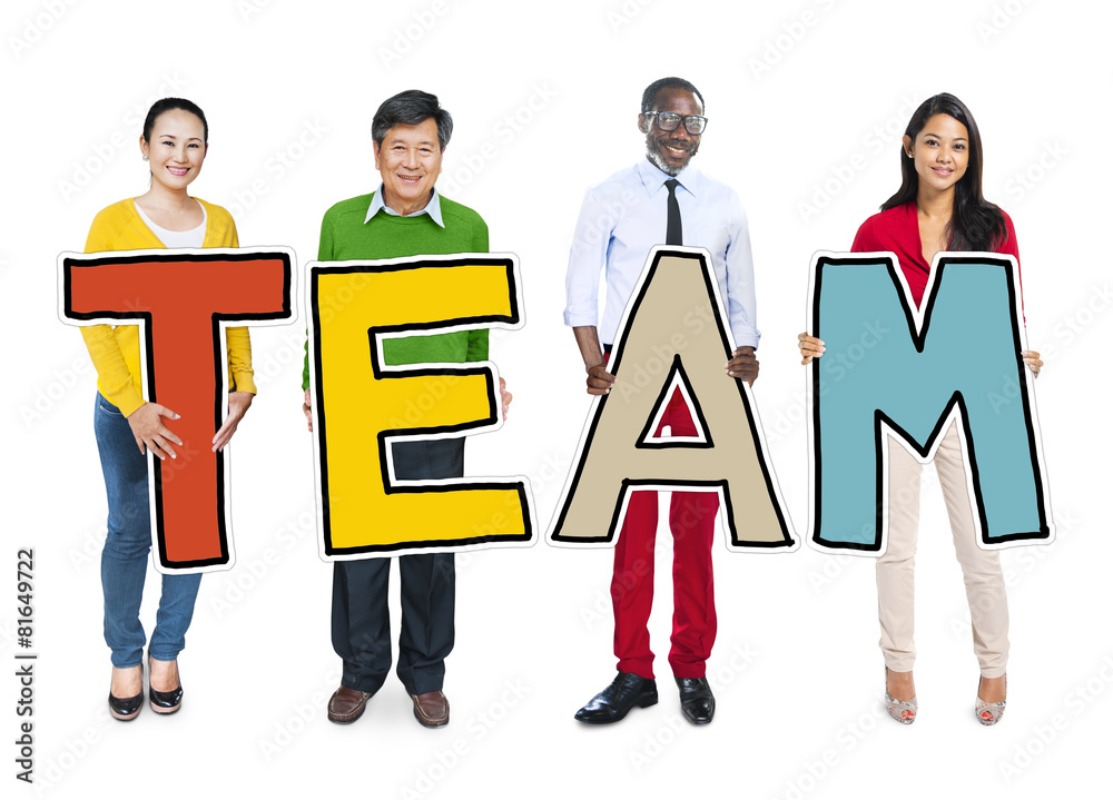 Group of Diverse People Holding Word Team Concept Group of Diverse People Holding Word Team Concept