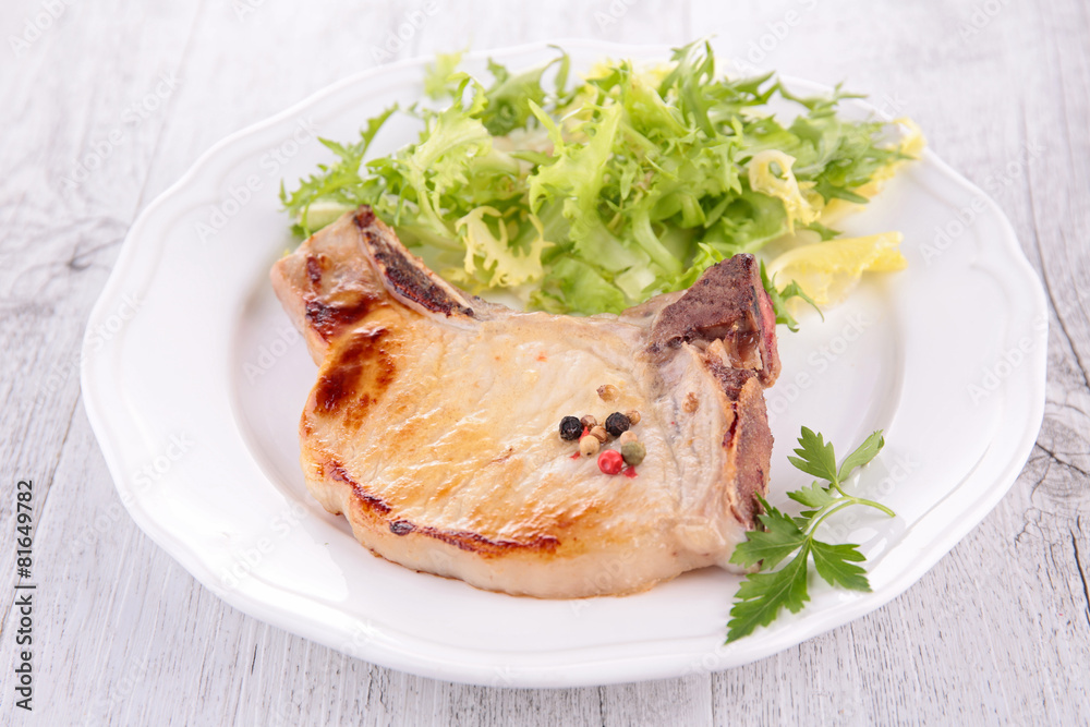 fried pork with salad