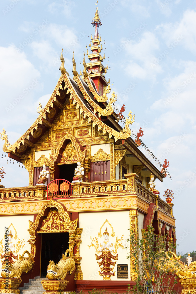 thailand temple with golden sculpture art