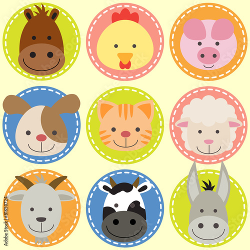 Set of animal faces