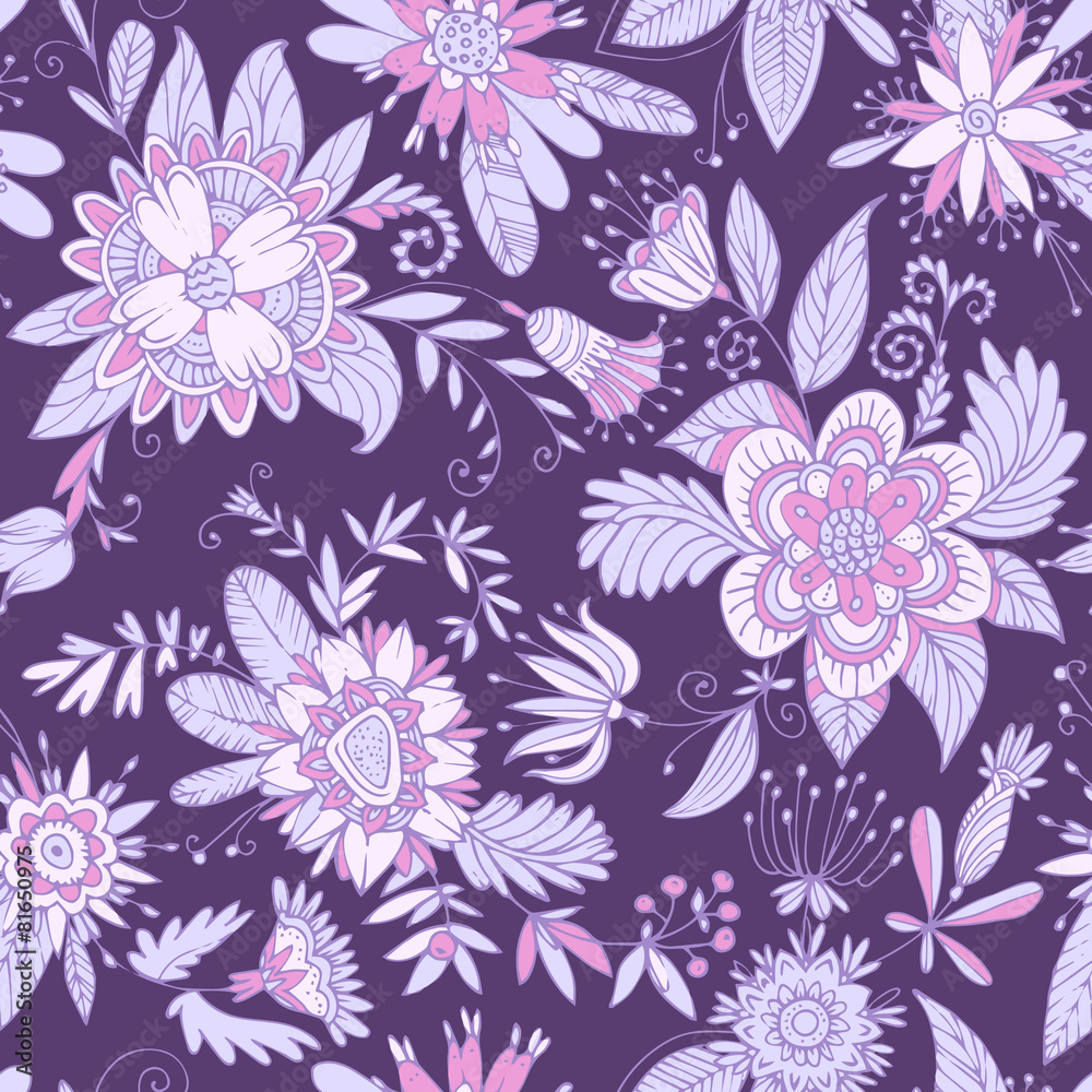 Purple seamless flower pattern