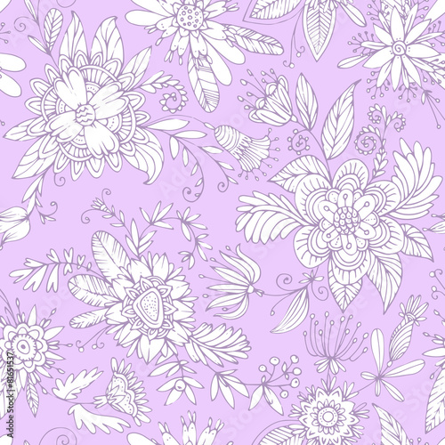 Violet seamless flower pattern