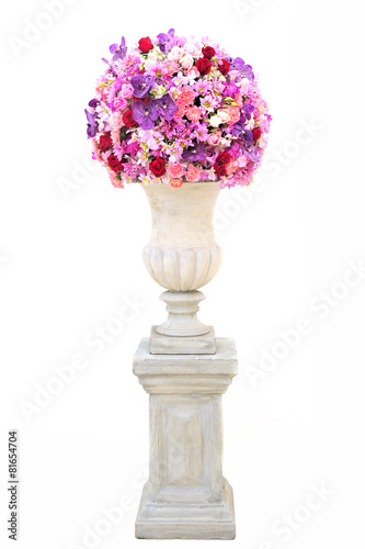 Vase of Flowers on Roman stone pillar
