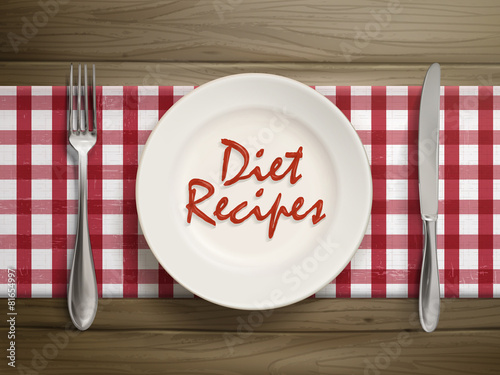diet recipes written by ketchup on a plate