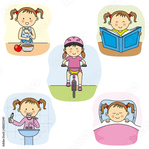 The daily activities of a girl