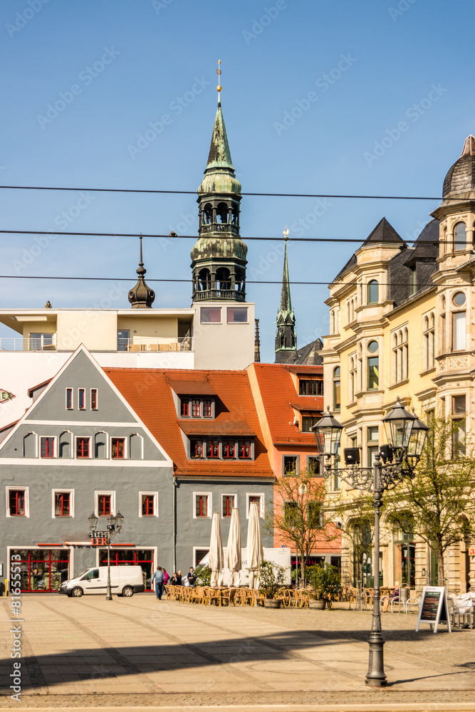 Fototapeta premium Zwickau Dom mit Fachwerkshäuser