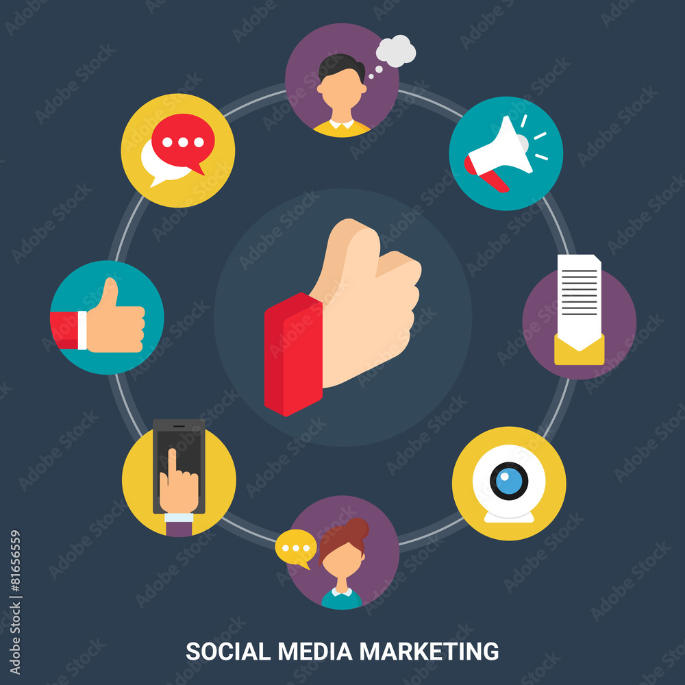 Social media marketing concept. Flat design style modern vector Social media marketing concept. Flat design style modern vector
