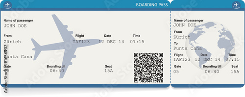 Vector image of airline boarding pass ticket