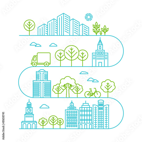 Vector city illustration in linear style